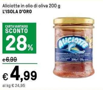 Iper La Grande Aliciotte in olio di oliva 200 g L'ISOLA D'ORO offerta