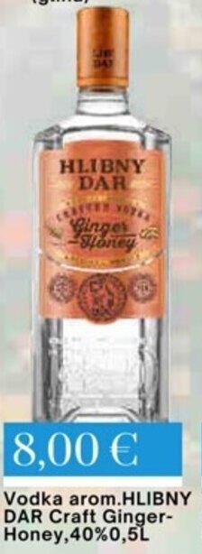 Vodka arom.HLIBNY DAR Craft Ginger-Honey,40% 0,5L
