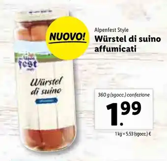 Lidl Alpenfest Style Würstel di suino affumicati 360g offerta