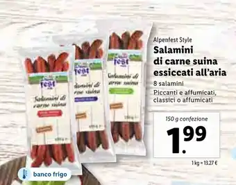 Lidl Alpenfest Style Salamini di carne suina essiccati all'aria 150g offerta