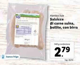 Lidl Alpenfest Style Salsicce di carne suina, bollite, con birra 340g offerta