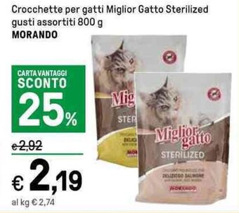 Iper La Grande Crocchette per gatti Miglior Gatto Sterilized gusti assortiti 800 g MORANDO offerta