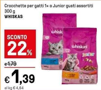Iper La Grande Crocchette per gatti 1+ o Junior gusti assortiti 300 g WHISKAS offerta