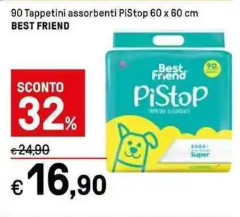 Iper La Grande 90 Tappetini assorbenti PiStop 60 x 60 cm BEST FRIEND offerta