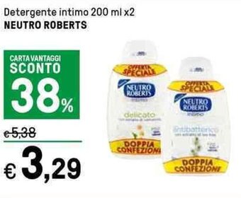 Iper La Grande Detergente intimo 200 ml x2 NEUTRO ROBERTS offerta