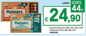 Iper La Grande Pannolini Baby-Dry x88, x112, x124, x140 o Mutandino x75, x80, x95, x114 PAMPERS offerta