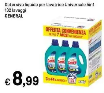 Iper La Grande Detersivo liquido per lavatrice Universale 5in1 132 lavagg GENERAL i offerta