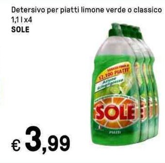 Iper La Grande Detersivo per piatti limone verde o classico 1,1Lx4 SOLE offerta
