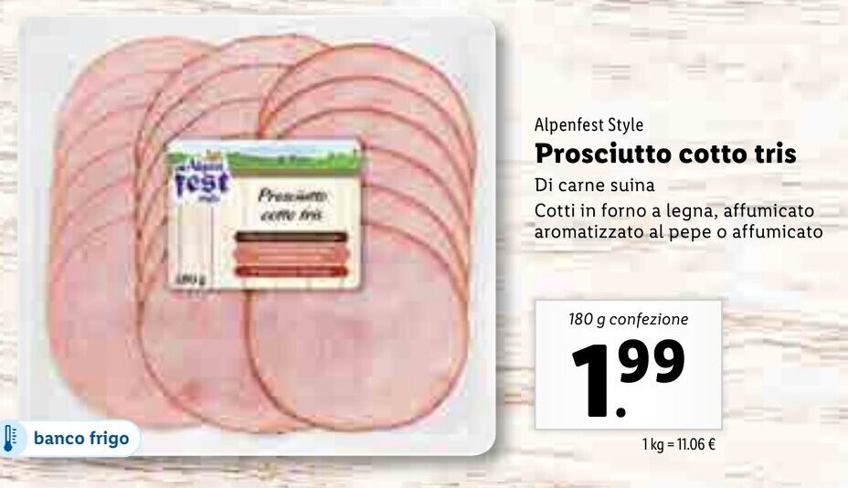 Alpenfest Style Prosciutto cotto tris 180g offerta di Lidl