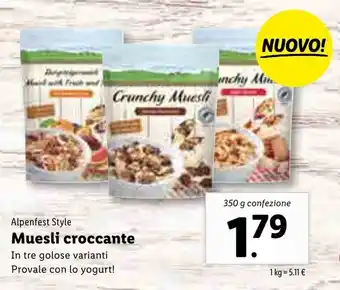 Lidl Alpenfest Style Muesli croccante 350g offerta