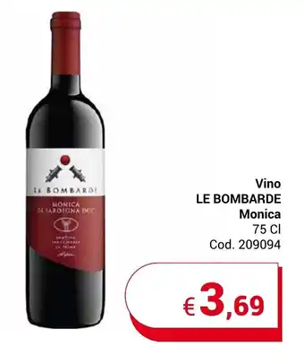 Centro Cash Vino LE BOMBARDE Monica 75 Cl offerta