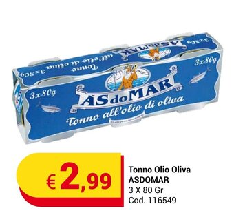 Centro Cash Tonno Olio Oliva ASDOMAR 3 X 80 Gr offerta