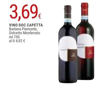 Doro Supermercati VINO DOC CAPETTA Barbera Piemonte, Dolcetto Monferrato ml 750 offerta