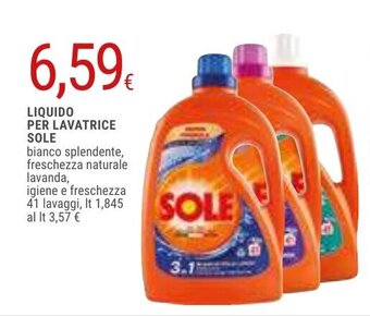 LIQUIDO PER LAVATRICE SOLE 41 lavaggi, lt 1,845
