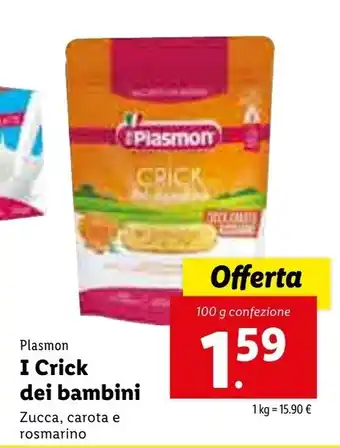 Lidl Plasmon I Crick dei bambini 100g offerta