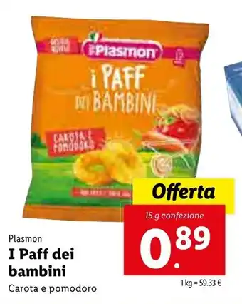 Lidl Plasmon I Paff dei bambini 15g offerta