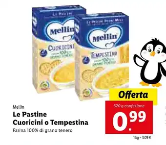 Lidl Mellin Le Pastine Cuoricini o Tempestina 320g offerta