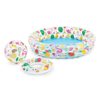 Decathlon Intex 59460np - set piscina, salvagente e palla, stampa fantasia, 122x25 cm offerta