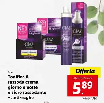 Lidl Olaz Tonifica & rassoda crema giorno o notte o siero rassodante + anti-rughe 50ml offerta