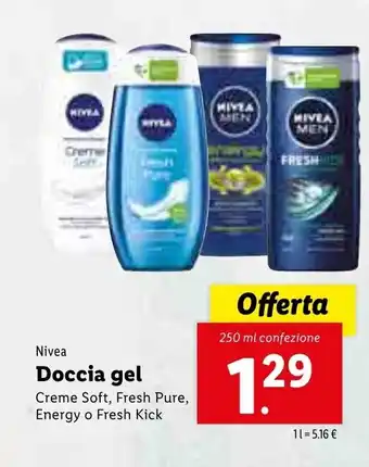 Lidl Nivea Doccia gel 250ml offerta