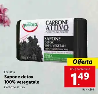 Lidl Equilibra Sapone detox 100% vegetale 100g offerta