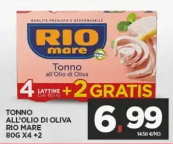 Interspar TONNO ALL'OLIO DI OLIVA RIO MARE 80G X4 +2 offerta
