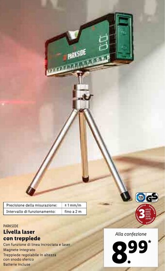 Lidl Parkside Livella laser con treppiede offerta
