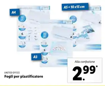 Lidl United Office Fogli per plastificatore offerta