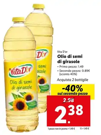 Lidl Vita D'or Olio di semi di girasole offerta
