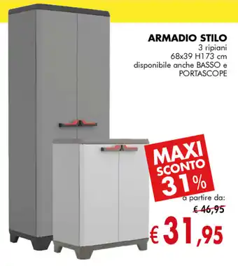 Armadio Stilo 3 ripiani 68x39 H173cm
