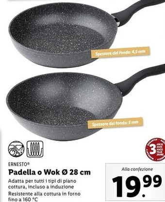 Lidl Ernesto padella o wok ø 28 cm offerta