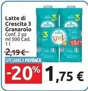 Carrefour Market Granarolo latte di crescita 3 offerta