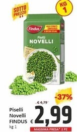 Paghi Poco Findus piselli novelli offerta
