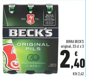 Conad City BIRRA BECK'S original, 33 cl x 3 offerta