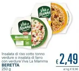 Unes Beretta insalata di riso cotto tonno verdure o insalata di farro con verdure viva la mamma 250g offerta