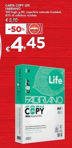 Bennet Fabriano carta copy life offerta