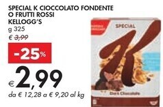Kelloggs special k cioccolato fondente o frutti rossi