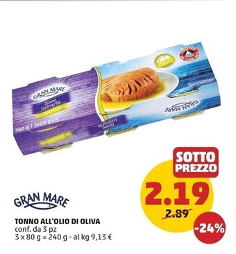 PENNY Gran mare tonno all'olio di oliva offerta