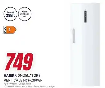 Trony Haier congelatore verticale h3f- 280wf offerta