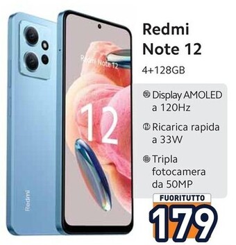 Unieuro Xiaomi redmi note 12 16,9 cm (6.67) doppia sim android 12 4g usb tipo-c 4 gb 128 gb 5000 mah blu offerta