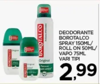 Interspar DEODORANTE BOROTALCO SPRAY 150ML/ ROLL ON 50ML/ VAPO 75ML VARI TIPI offerta