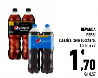 Conad BEVANDA PEPSI classica, zero zucchero, 1,5 litri x2 offerta