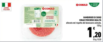 Conad HAMBURGER DI SUINO CONAD PERCORSO QUALITÀ 120 g offerta
