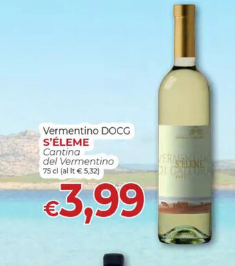 Supermercati Nonna Isa Vermentino DOCG S'ÉLEME Cantina del Vermentino 75 cl offerta