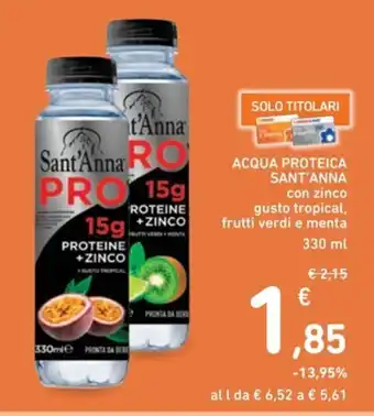 Spazio Conad ACQUA PROTEICA SANT'ANNA con zinco gusto tropical, frutti verdi e menta 330 ml offerta