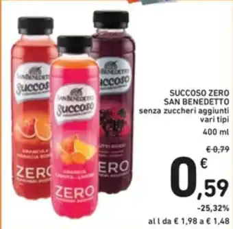 Spazio Conad SUCCOSO ZERO SAN BENEDETTO senza zuccheri aggiunti vari tipi 400 ml offerta