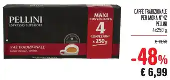 Spazio Conad CAFFÈ TRADIZIONALE PER MOKA N°42 PELLINI 4x250 g offerta