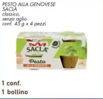 Spazio Conad PESTO ALLA GENOVESE SACLÀ classico, senza aglio conf. 45 g x 4 pezzi offerta