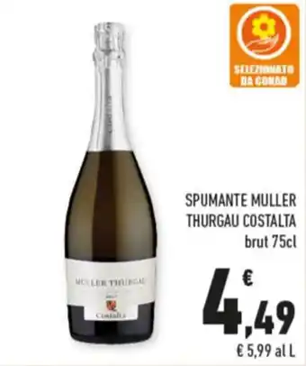 Conad SPUMANTE MULLER THURGAU COSTALTA brut 75cl offerta