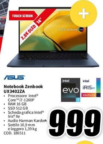 MediaWorld ASUS Notebook Zenbook UX3402ZA offerta